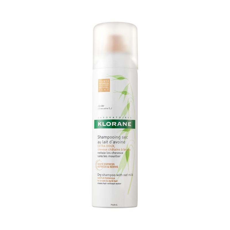 KLORANE shampooing sec au lait d'avoine cheveux châtains à bruns