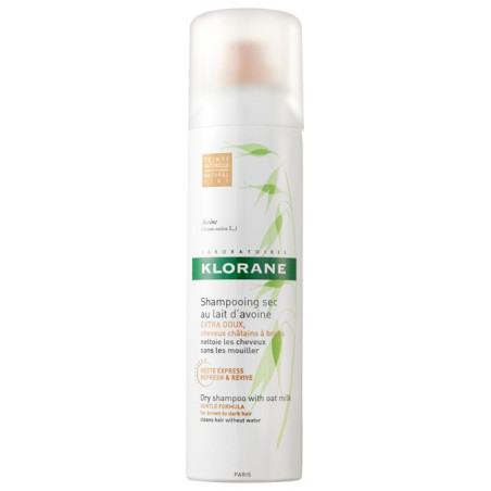 KLORANE shampooing sec au lait d'avoine cheveux châtains à bruns