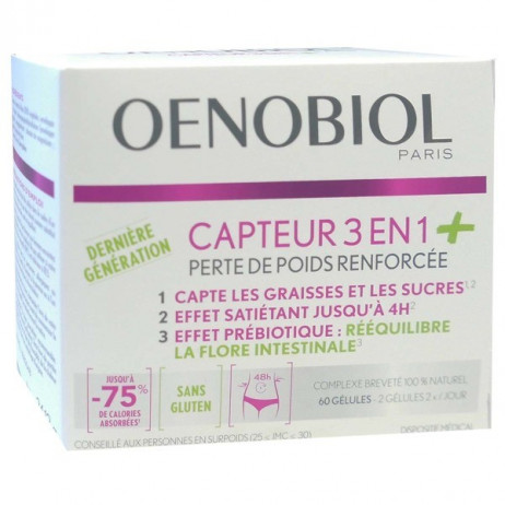 OENOBIOL Capteur 3 en 1+ perte de poids renforcée 60 gélules