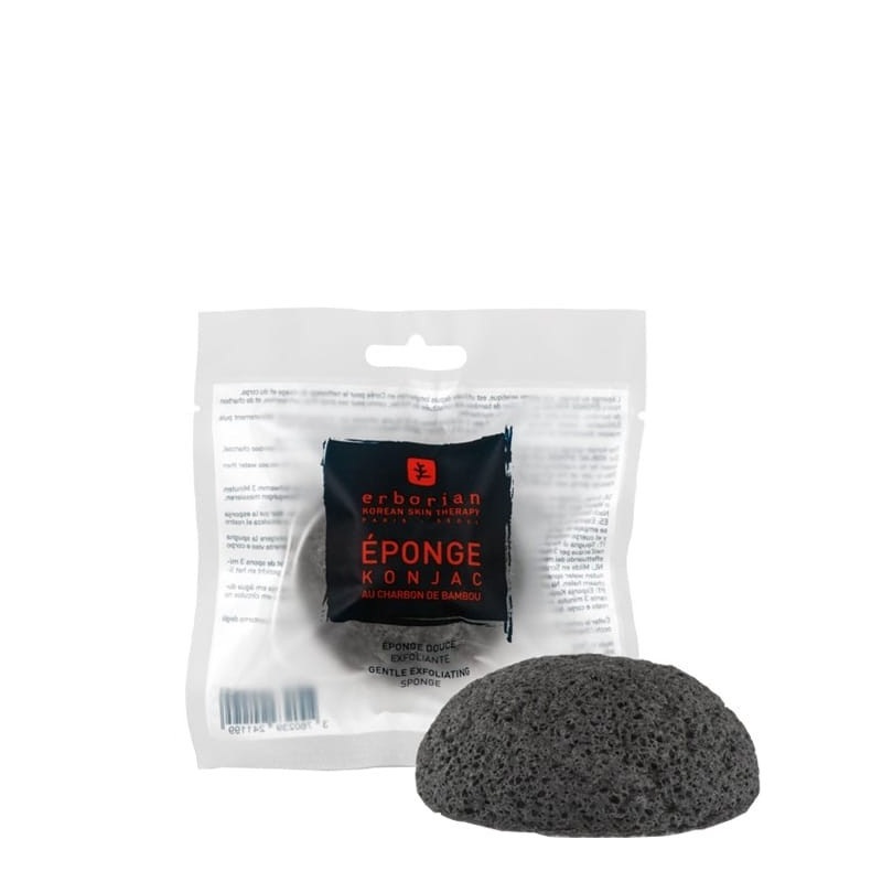ERBORIAN éponge konjac au charbon de bambou douce et exfoliante