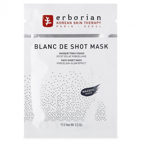 ERBORIAN blanc de shot mask masque tissu visage effet éclat porcelaine 15g