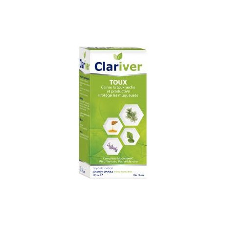 CLARIVVER Toux sèches et productive solution buvable 175ml
