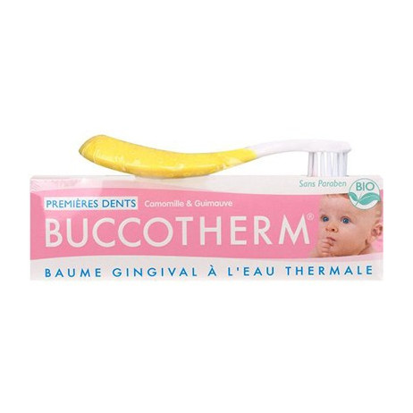 BUCCOTHERM Premières dents Baume gingival à l'eau thermale + Brosse à dent BUCCOTHERM