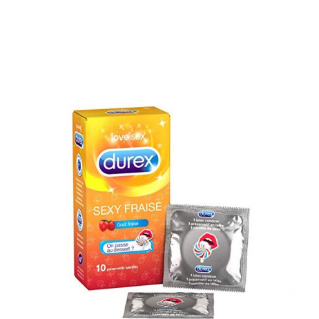 DUREX Love sex sexy fraise 10 préservatifs lubrifiés