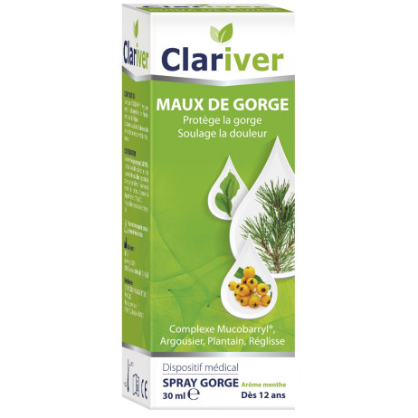 CLARIVER Maux de gorge spray 30ml