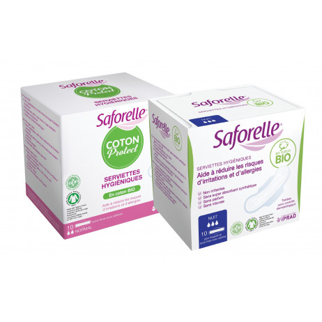 SAFORELLE Coton protect serviettes hygiéniques x10