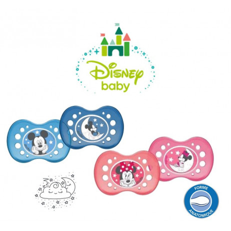 DODIE Disney sucette anatomique silicone nuit duo +18 mois