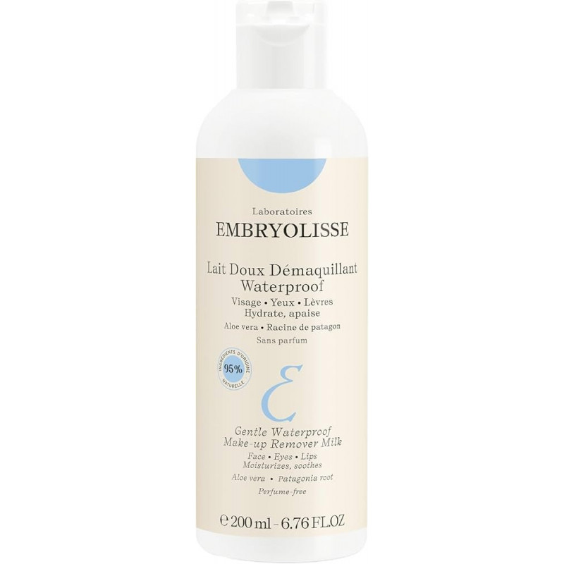 EMBRYOLISSE Lait Doux Démaquillant Waterproof Visage, Yeux & Lèvres 200ml