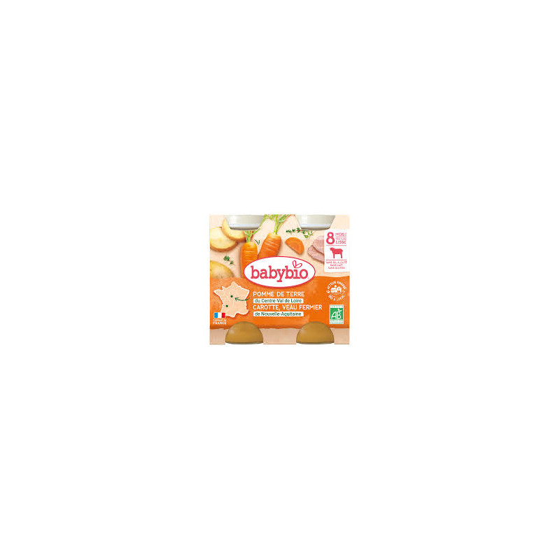 BABYBIO Petits Pots Pomme de Terre-Carotte-Veau dès 8mois 2x200g
