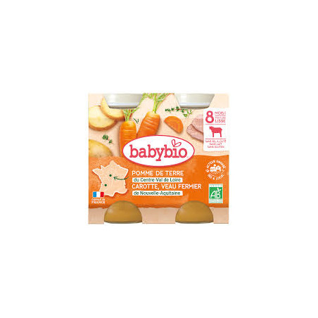 BABYBIO Petits Pots Pomme de Terre-Carotte-Veau dès 8mois 2x200g