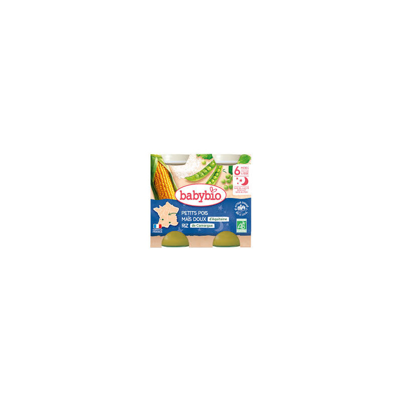 BABYBIO Petits Pots Petits Pois-Maïs-Riz dès 8mois 2x200g BABYBIO Petits Pots Petits Pois-Maïs-Riz dès 8mois 2x200g