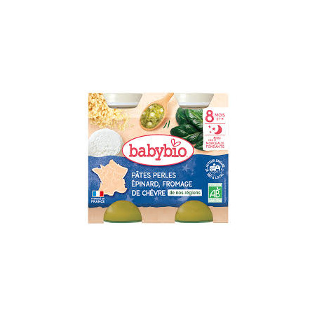 BABYBIO Petits Pots Pâtes-Epinard-Fromage de Chèvre dès 8mois 2x200g