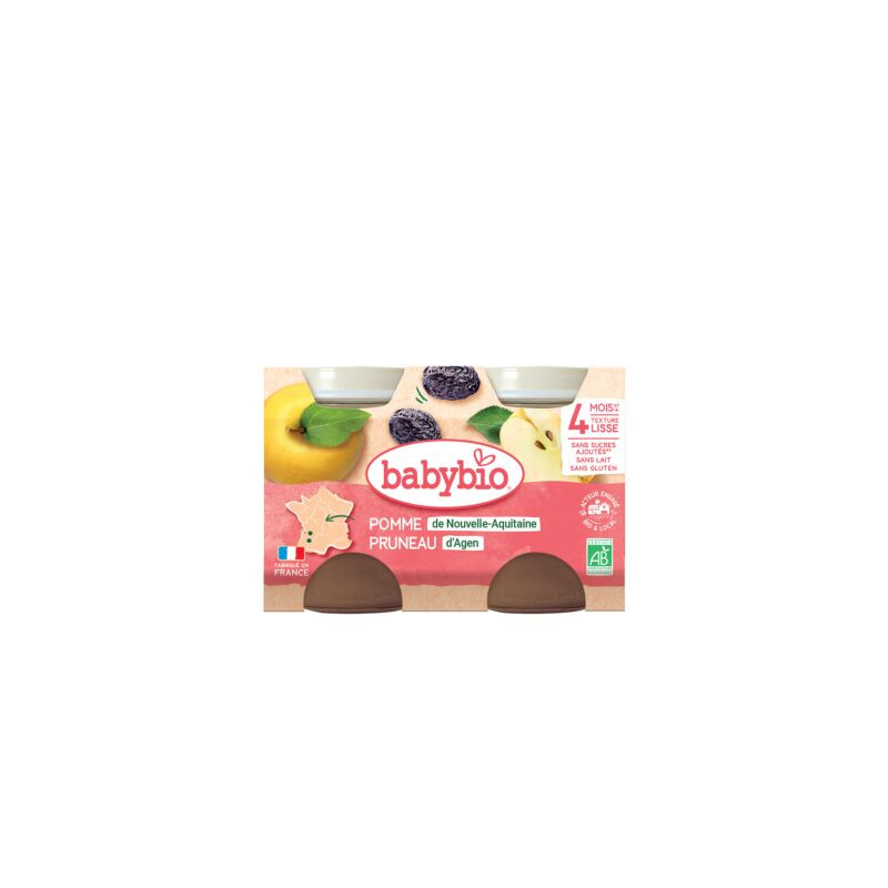 BABYBIO Petits Pots Compote Pomme-Pruneau dès 4mois 2x130g