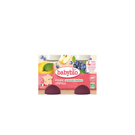 BABYBIO Petits Pots Compote Pomme-Myrtille dès 4mois 2x130g
