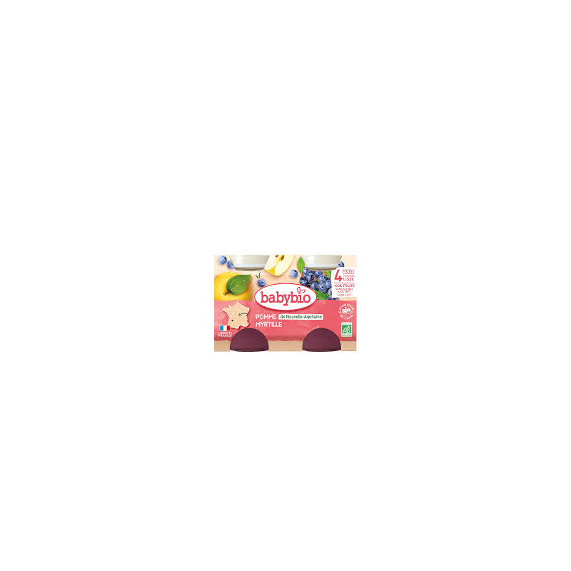 BABYBIO Petits Pots Compote Pomme-Myrtille dès 4mois 2x130g