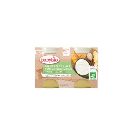 BABYBIO Petits Pots Brassé Coco-Mangue-Pomme dès 6mois 2x130g