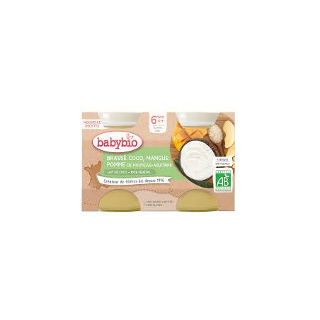 BABYBIO Petits Pots Brassé Coco-Mangue-Pomme dès 6mois 2x130g