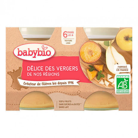 BABYBIO Petits Pots Compote Délice des Vergers dès 6mois 2x130g