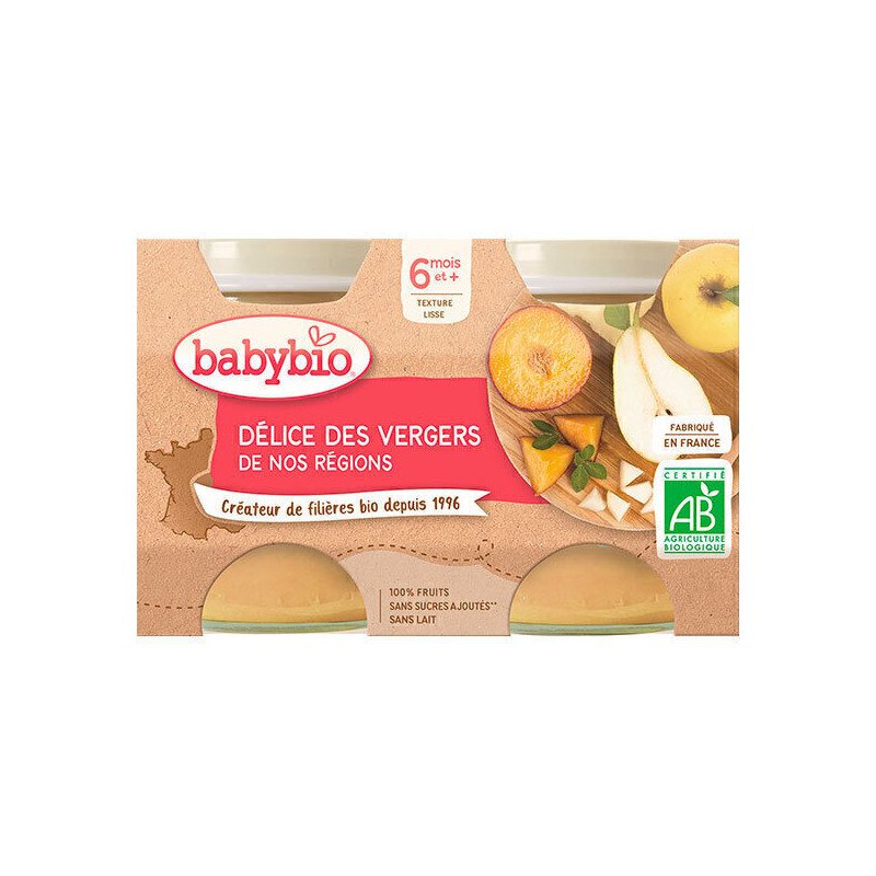 BABYBIO Petits Pots Compote Délice des Vergers dès 6mois 2x130g