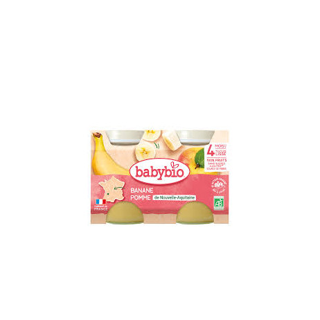 BABYBIO Petits Pots Compote Banane-Pomme dès 4mois 2x130g