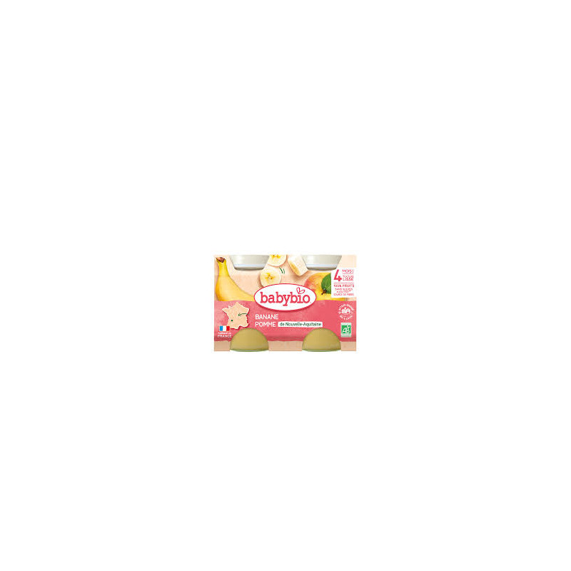 BABYBIO Petits Pots Compote Banane-Pomme dès 4mois 2x130g