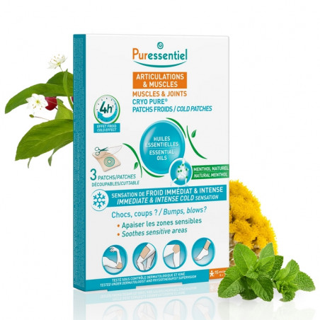 PURESSENTIEL Articulations & Muscles Cryo Pure Patchs Froids Découpables x3