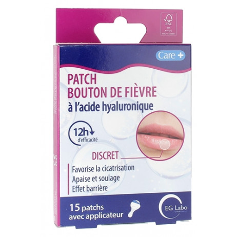 CARE+ Patch Bouton de Fièvre à l'Acide Hyaluronique 15 Patchs avec Applicateur