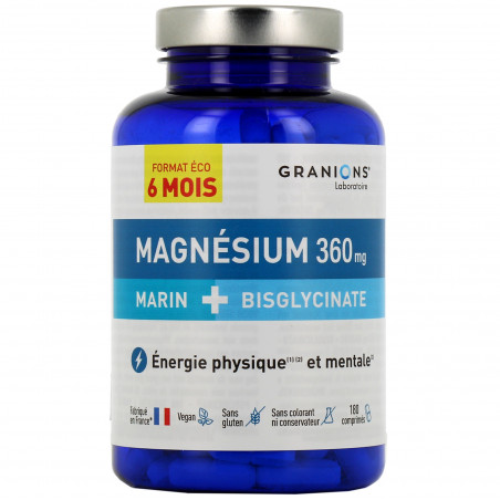 GRANIONS Double Magnésium 360mg Format Eco 6 Mois 180 Comprimés