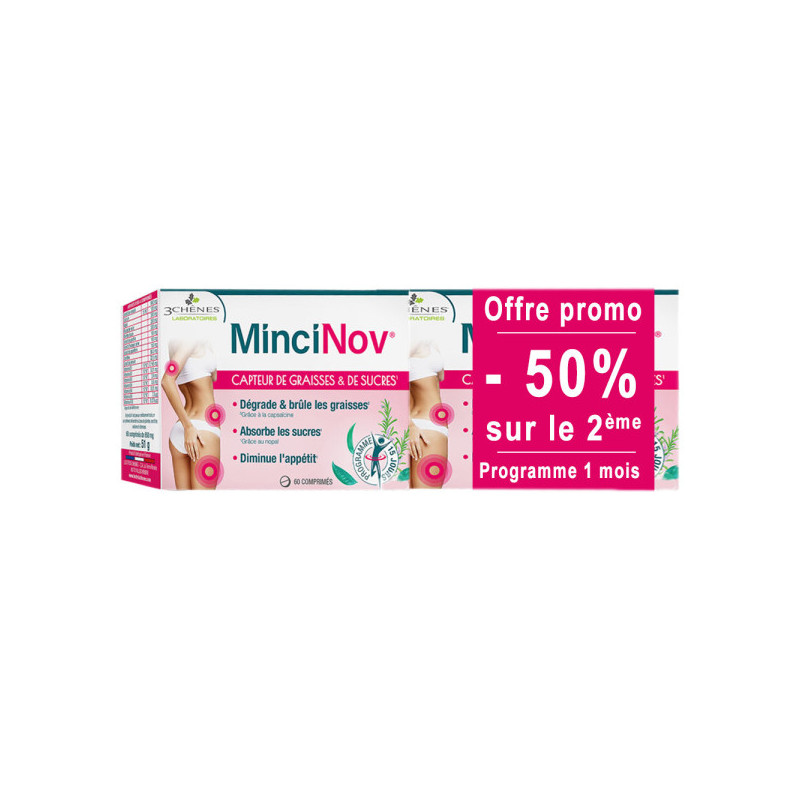 3 CHENES MinciNov Capteur de Graisses & Sucres 2x60 Comprimés