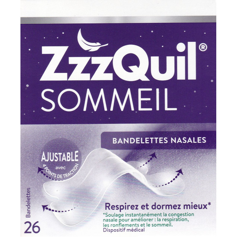 ZZZQUIL Sommeil Bandelettes Nasales Ajustables x26 ZZZQUIL Sommeil Bandelettes Nasales Ajustables x26