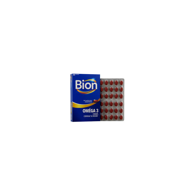BION Oméga 3 Coeur, Cerveau & Vision 30 Capsules BION Oméga 3 Coeur, Cerveau & Vision 30 Capsules
