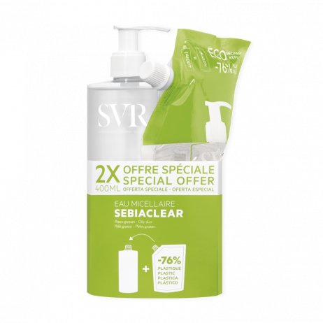 SVR Sebiaclear Eau Micellaire Purifiante 400ml + Eco-Recharge 400ml