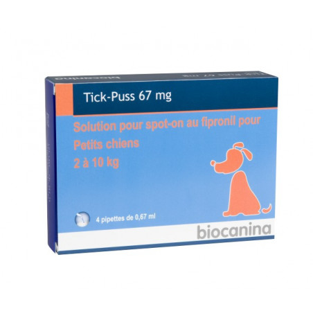 BIOCANINA Tick-puss 67mg solution spot on chiens x4 pipettes