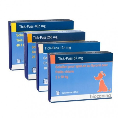 BIOCANINA Tick-puss 67mg solution spot on chiens x4 pipettes