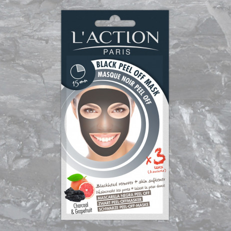 L'ACTION Masque noir peel off 3 sachets