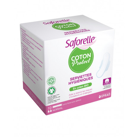 SAFORELLE Coton protect serviettes hygiéniques x10